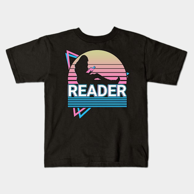 Reader Book Reading Retro Gift Kids T-Shirt by Alex21